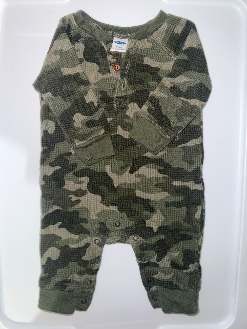 Old Navy Camo Green Thermal Baby One-Piece